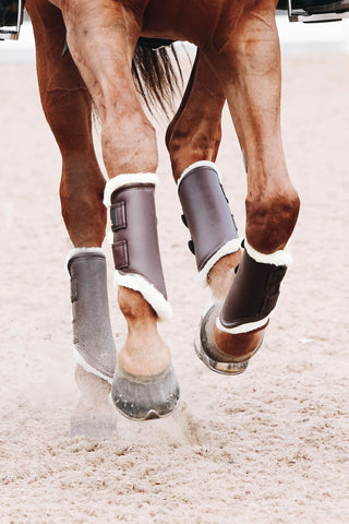 Ochraniacze turnout skórzane przód brązowe